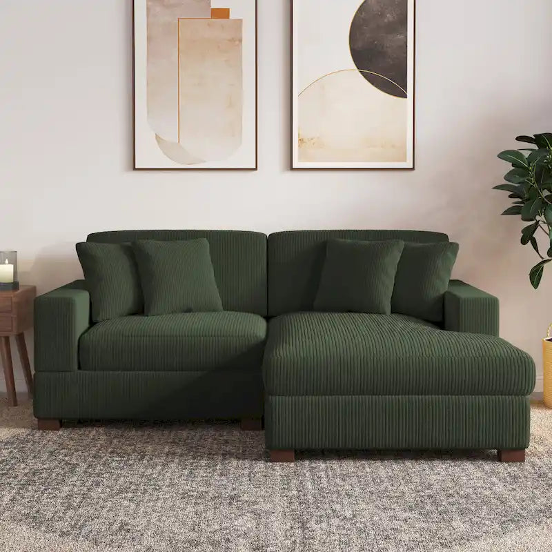 Modernes L-förmiges modulares Cordsofa mit Kissen
