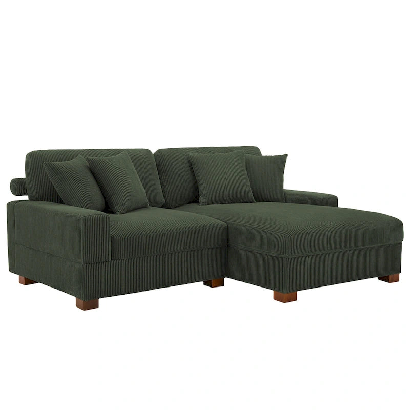 Modernes L-förmiges modulares Cordsofa mit Kissen