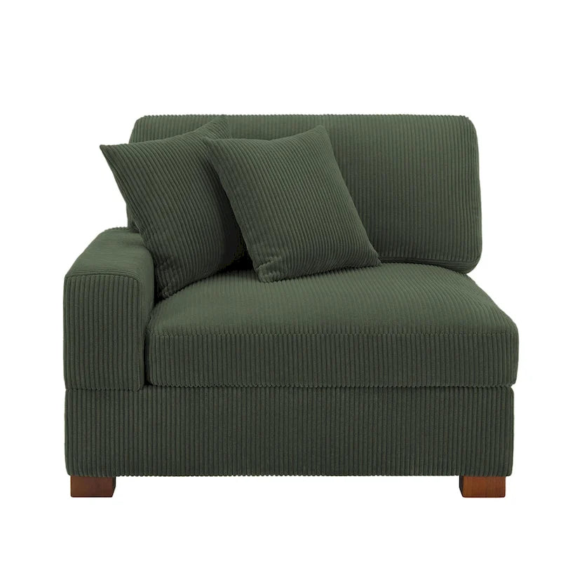 Modernes L-förmiges modulares Cordsofa mit Kissen