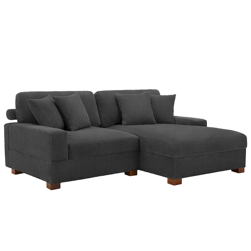 Modernes L-förmiges modulares Cordsofa mit Kissen