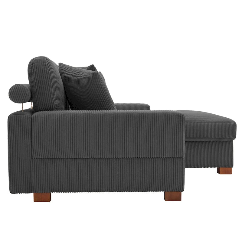 Modernes L-förmiges modulares Cordsofa mit Kissen