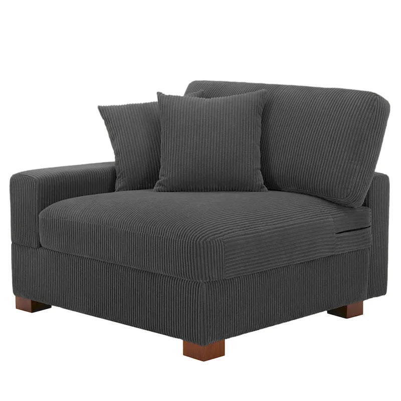 Modernes L-förmiges modulares Cordsofa mit Kissen