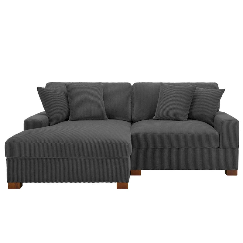 Modernes L-förmiges modulares Cordsofa mit Kissen