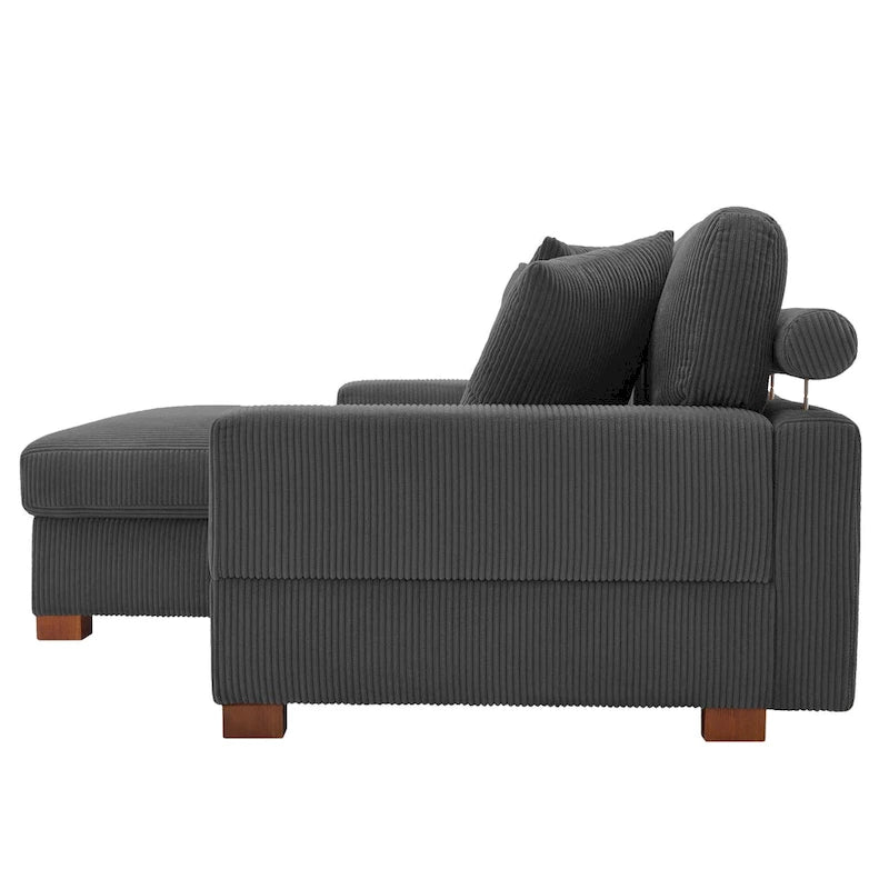 Modernes L-förmiges modulares Cordsofa mit Kissen
