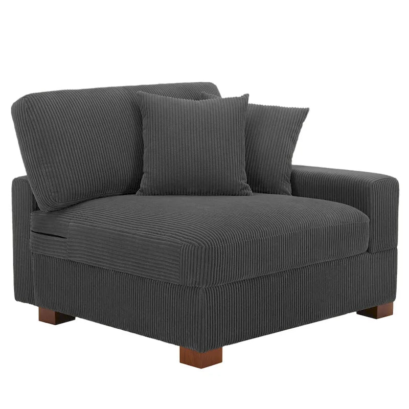 Modernes L-förmiges modulares Cordsofa mit Kissen