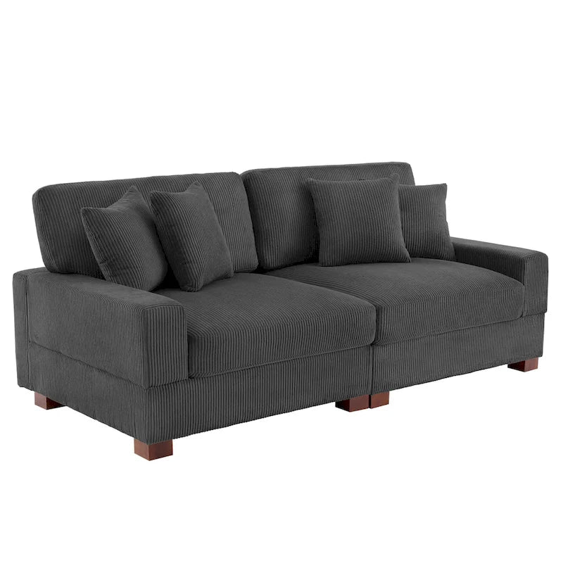 Sofá seccional modular de pana con cojines