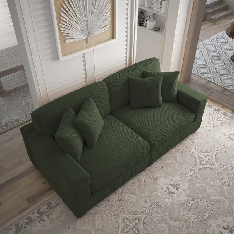 Sofá seccional modular de pana con cojines