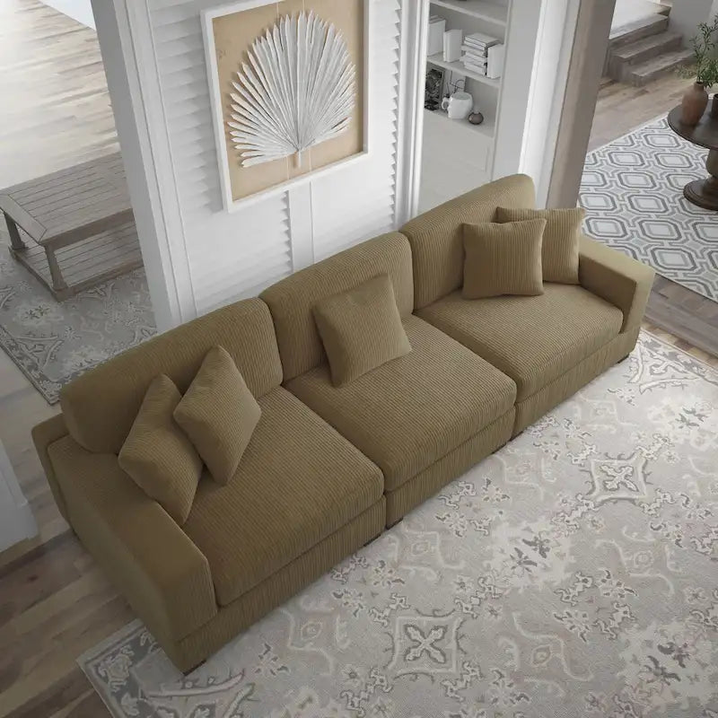 Sofá seccional modular de pana con cojines