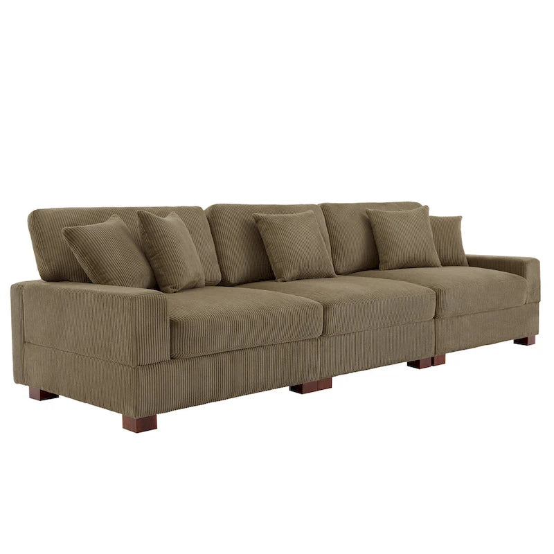 Sofá seccional modular de pana con cojines