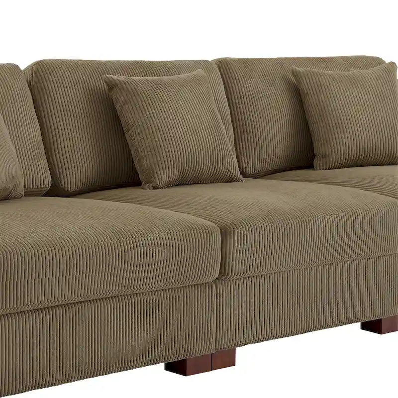 Sofá seccional modular de pana con cojines