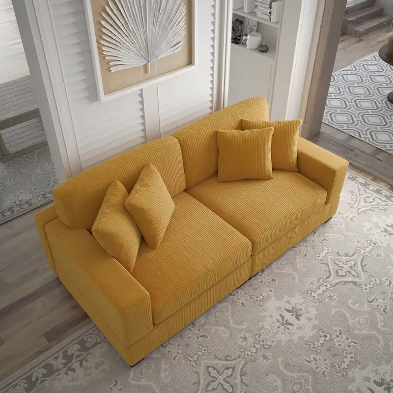 Sofá seccional modular de pana con cojines