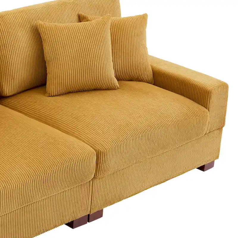 Sofá seccional modular de pana con cojines