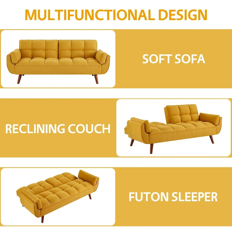 75.39 Schlafsofa mit Kissen, ausziehbares Sofa und klappbares Zweisitzersofa fürs Wohnzimmer