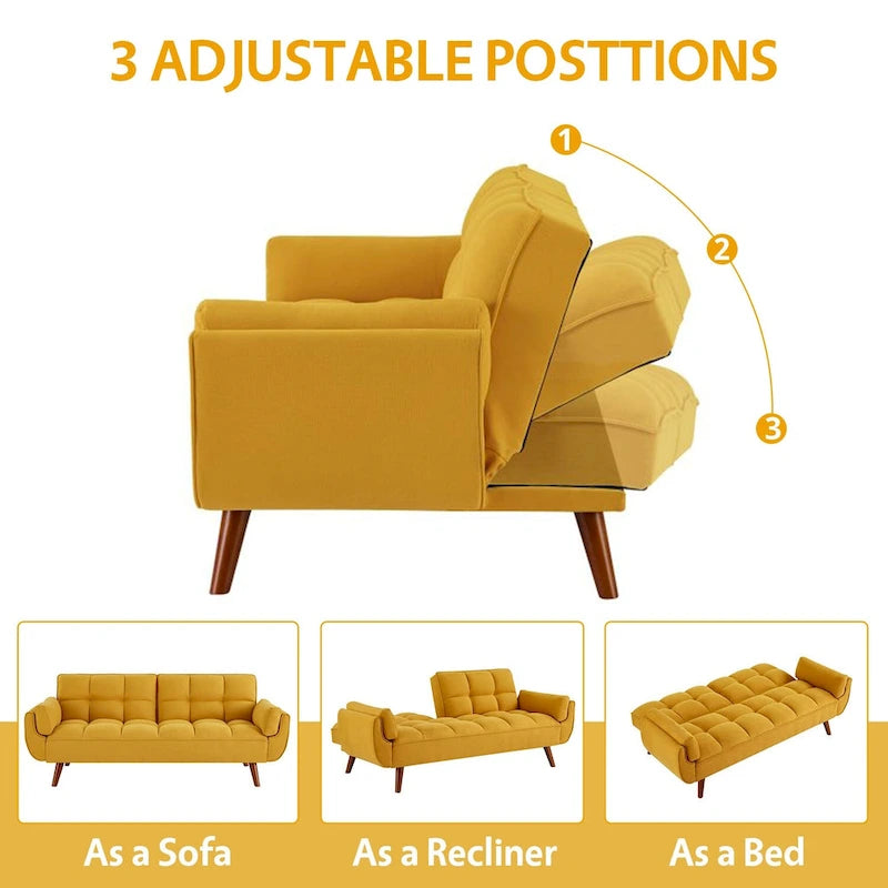 75.39 Schlafsofa mit Kissen, ausziehbares Sofa und klappbares Zweisitzersofa fürs Wohnzimmer