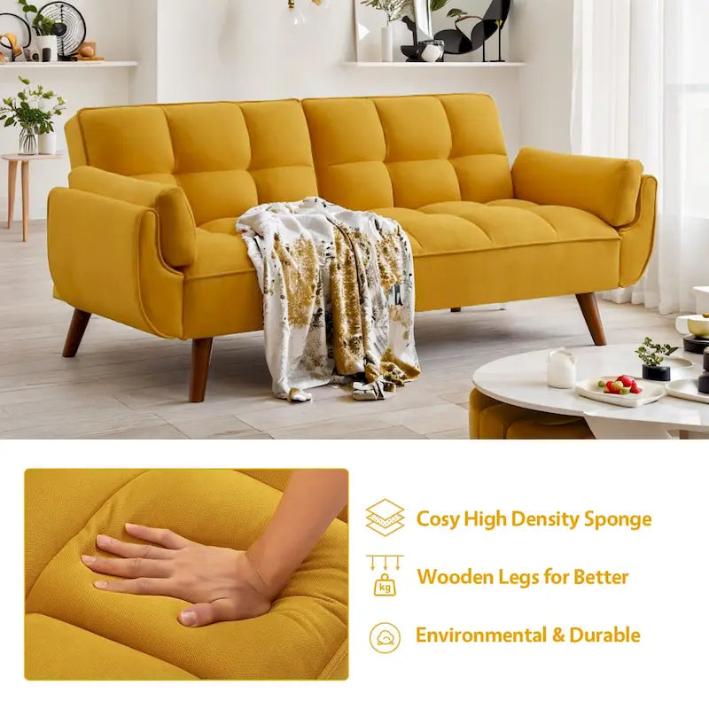 75.39 Schlafsofa mit Kissen, ausziehbares Sofa und klappbares Zweisitzersofa fürs Wohnzimmer