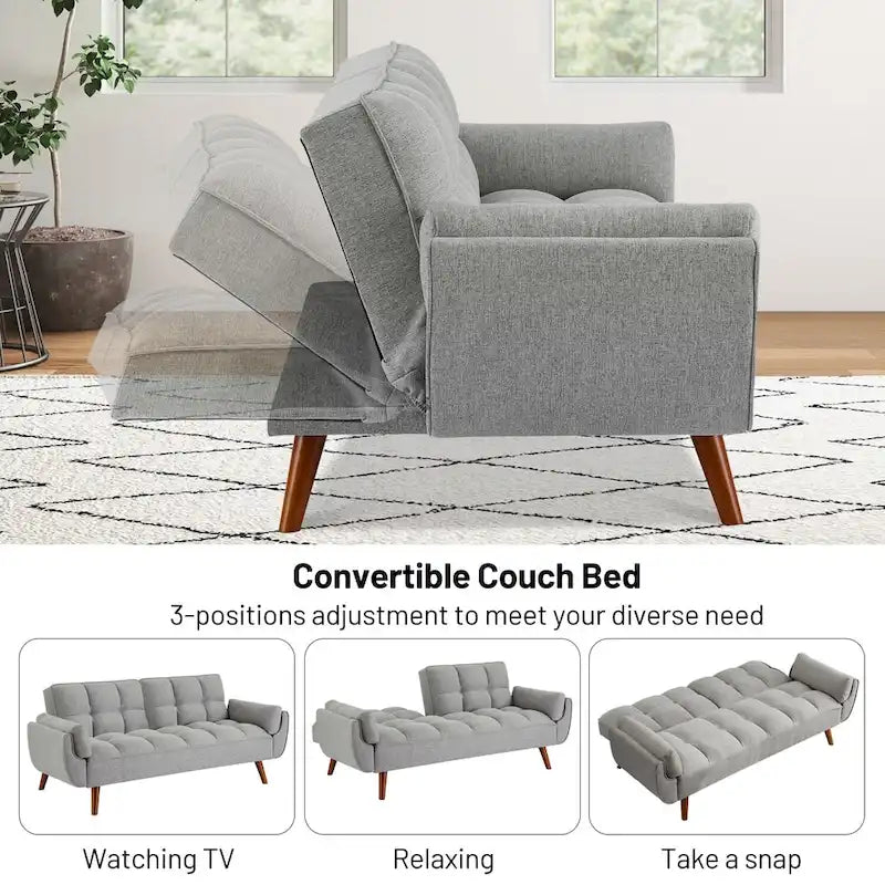 75.39 Schlafsofa mit Kissen, ausziehbares Sofa und klappbares Zweisitzersofa fürs Wohnzimmer