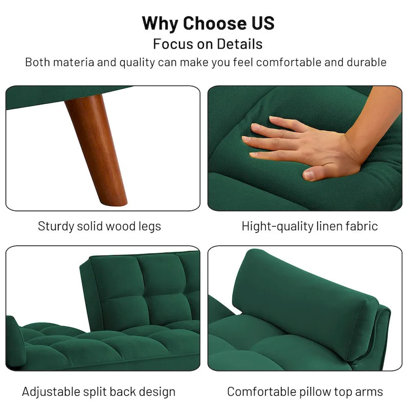 75.39 Schlafsofa mit Kissen, ausziehbares Sofa und klappbares Zweisitzersofa fürs Wohnzimmer