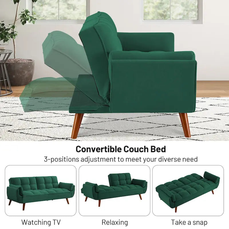 75.39 Schlafsofa mit Kissen, ausziehbares Sofa und klappbares Zweisitzersofa fürs Wohnzimmer