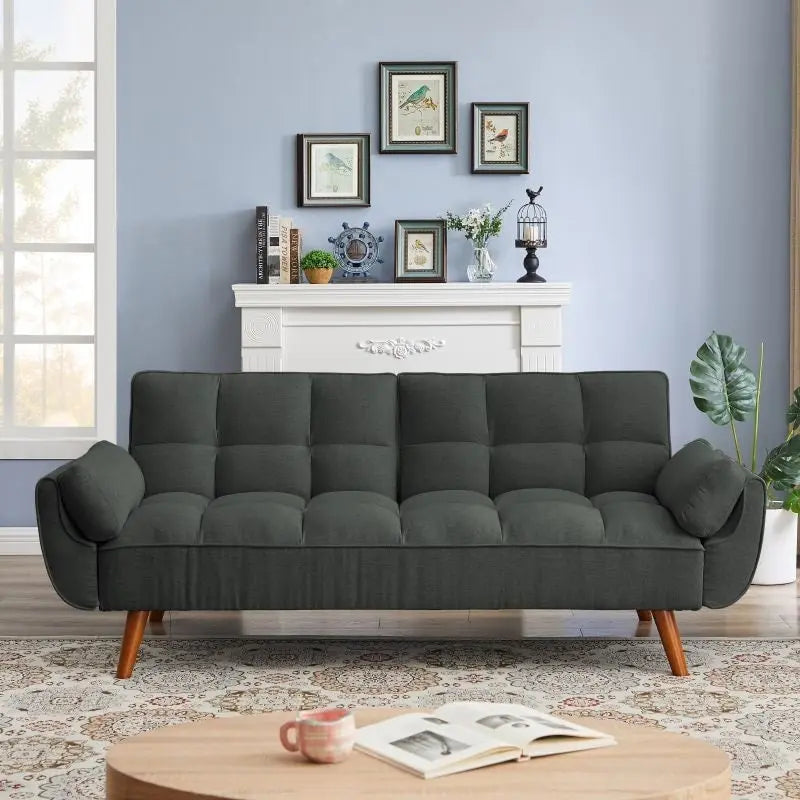 75.39 Schlafsofa mit Kissen, ausziehbares Sofa und klappbares Zweisitzersofa fürs Wohnzimmer