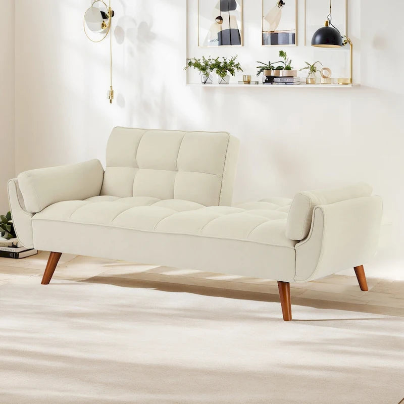 75.39 Schlafsofa mit Kissen, ausziehbares Sofa und klappbares Zweisitzersofa fürs Wohnzimmer