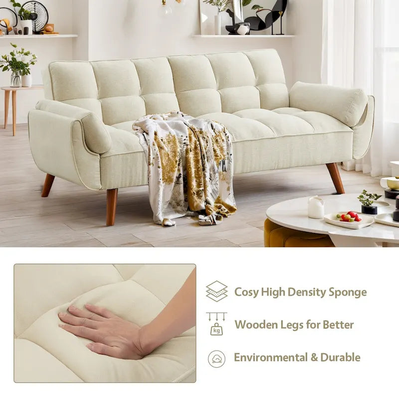 75.39 Schlafsofa mit Kissen, ausziehbares Sofa und klappbares Zweisitzersofa fürs Wohnzimmer