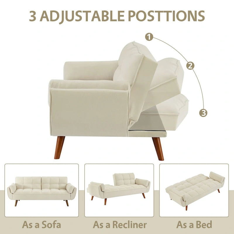 75.39 Schlafsofa mit Kissen, ausziehbares Sofa und klappbares Zweisitzersofa fürs Wohnzimmer