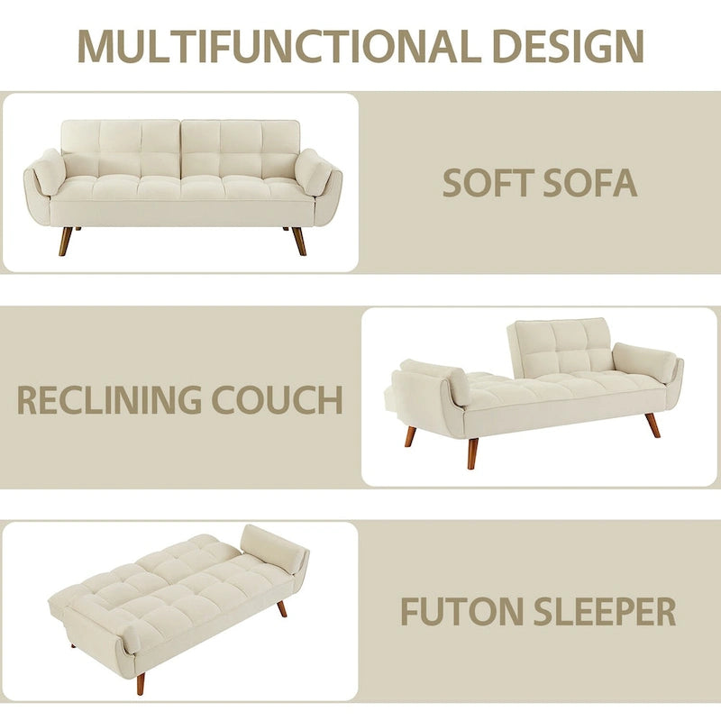 75.39 Schlafsofa mit Kissen, ausziehbares Sofa und klappbares Zweisitzersofa fürs Wohnzimmer