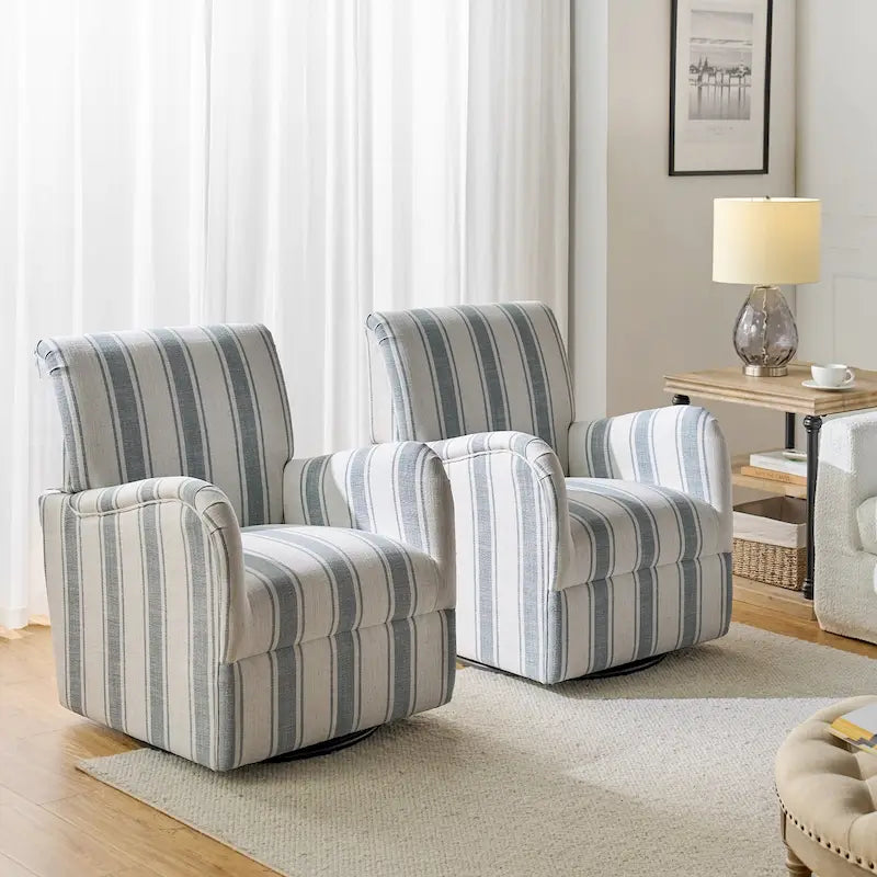 Traditioneller Drehsessel mit Jacquard-Streifenmuster, 2er-Set