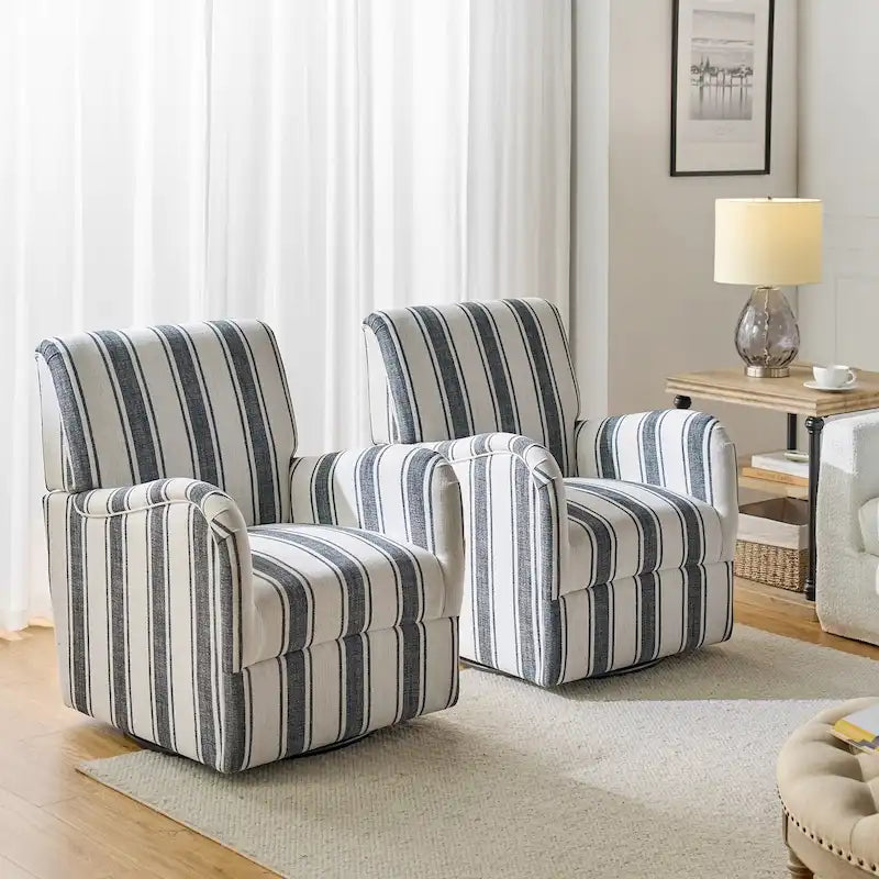 Traditioneller Drehsessel mit Jacquard-Streifenmuster, 2er-Set
