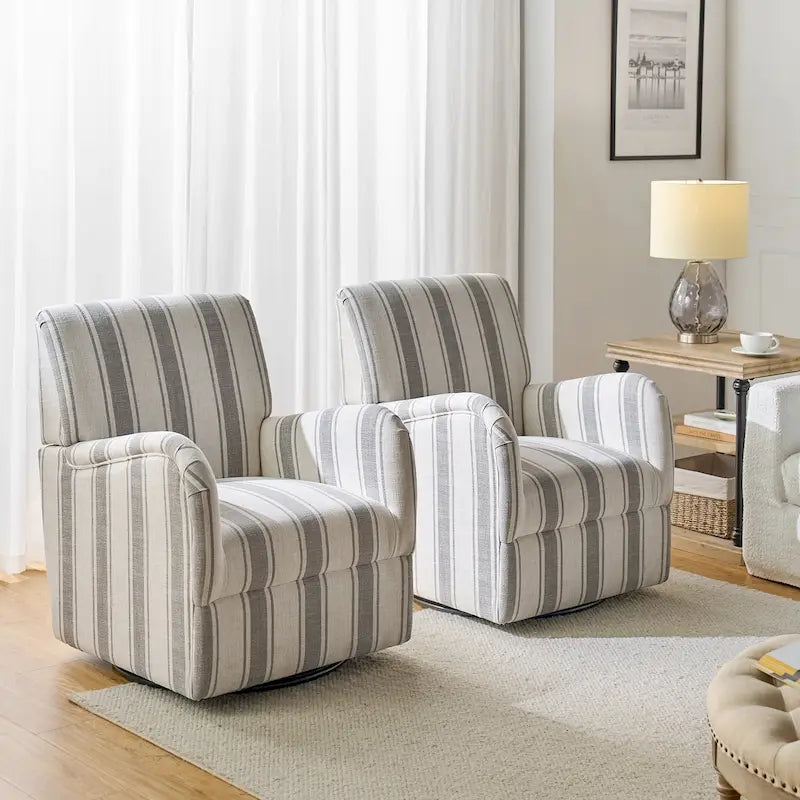 Traditioneller Drehsessel mit Jacquard-Streifenmuster, 2er-Set