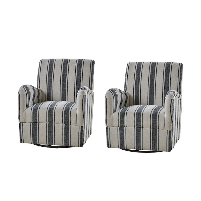 Traditioneller Drehsessel mit Jacquard-Streifenmuster, 2er-Set