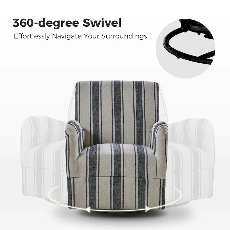 Traditioneller Drehsessel mit Jacquard-Streifenmuster, 2er-Set