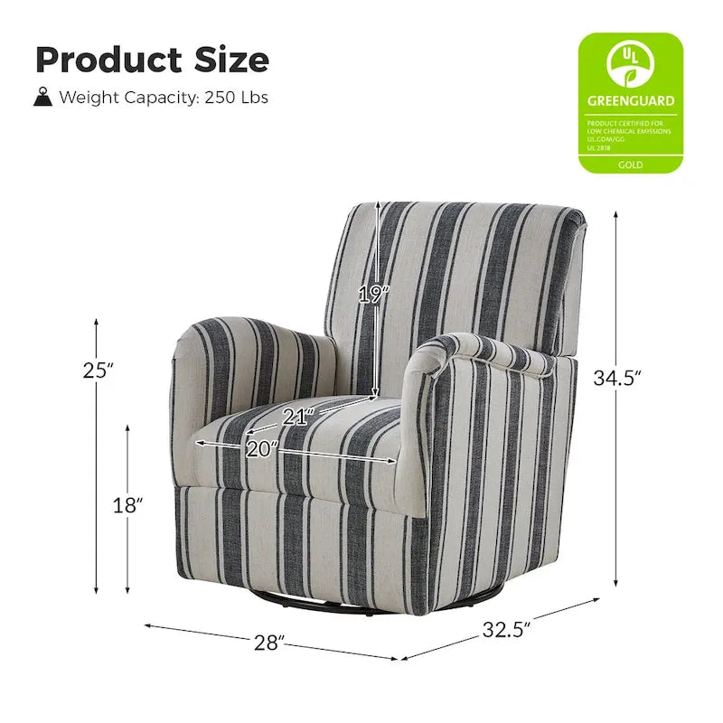 Traditioneller Drehsessel mit Jacquard-Streifenmuster, 2er-Set