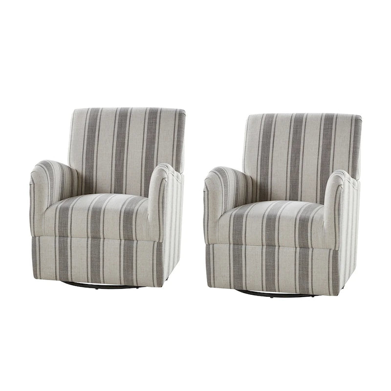 Traditioneller Drehsessel mit Jacquard-Streifenmuster, 2er-Set