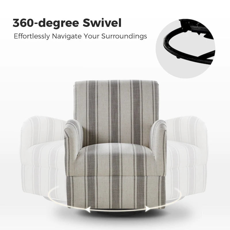 Traditioneller Drehsessel mit Jacquard-Streifenmuster, 2er-Set