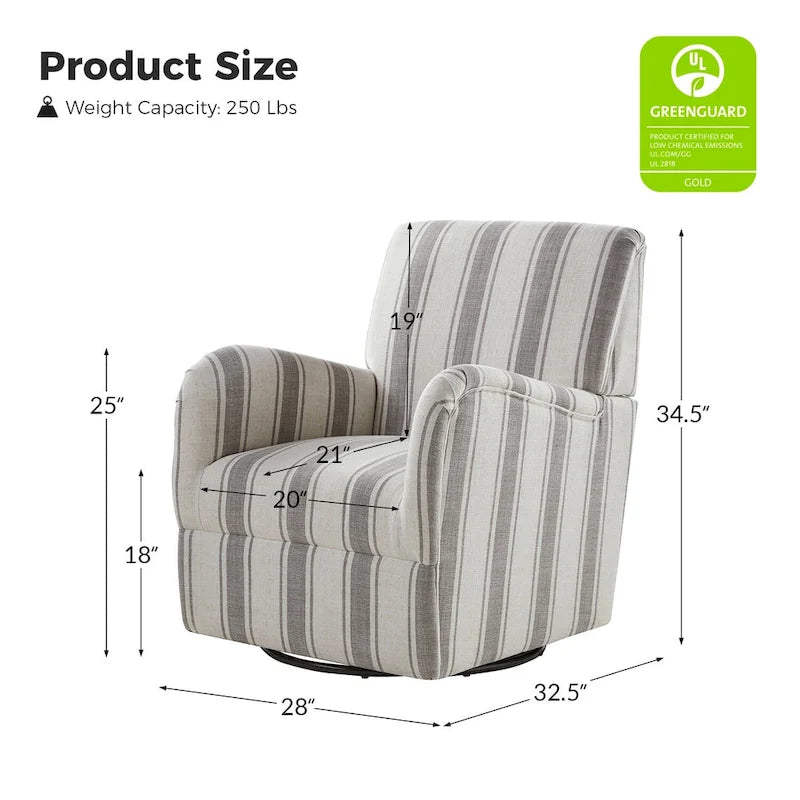 Traditioneller Drehsessel mit Jacquard-Streifenmuster, 2er-Set