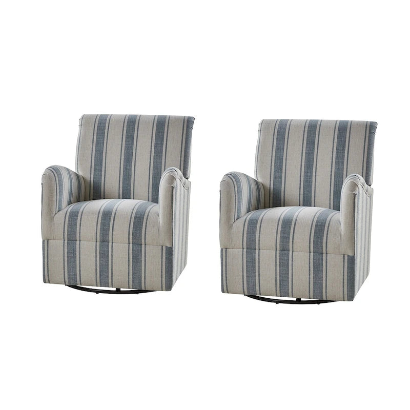 Traditioneller Drehsessel mit Jacquard-Streifenmuster, 2er-Set