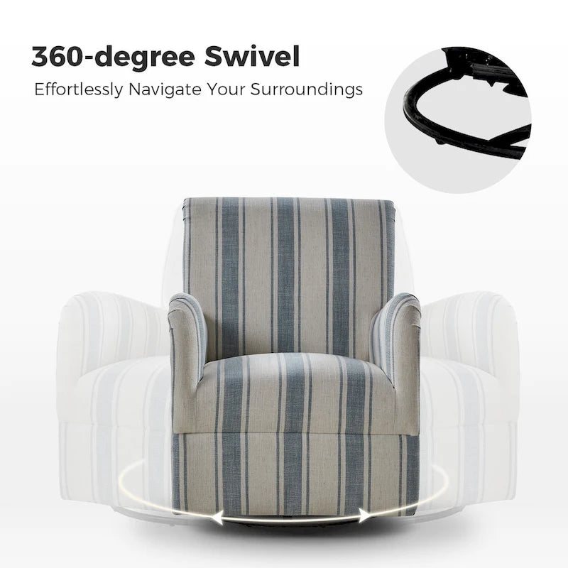 Traditioneller Drehsessel mit Jacquard-Streifenmuster, 2er-Set