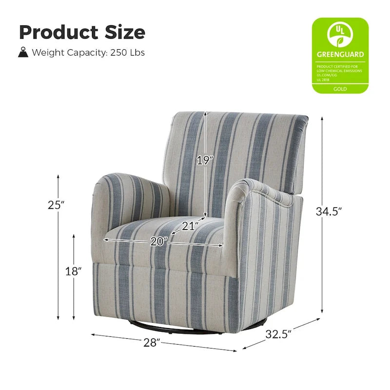 Traditioneller Drehsessel mit Jacquard-Streifenmuster, 2er-Set