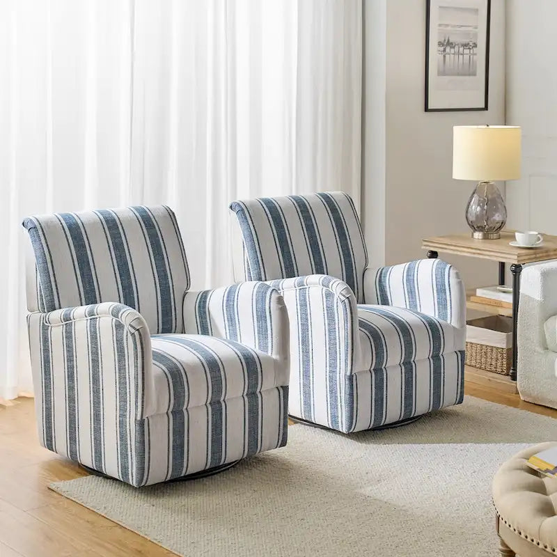 Traditioneller Drehsessel mit Jacquard-Streifenmuster, 2er-Set