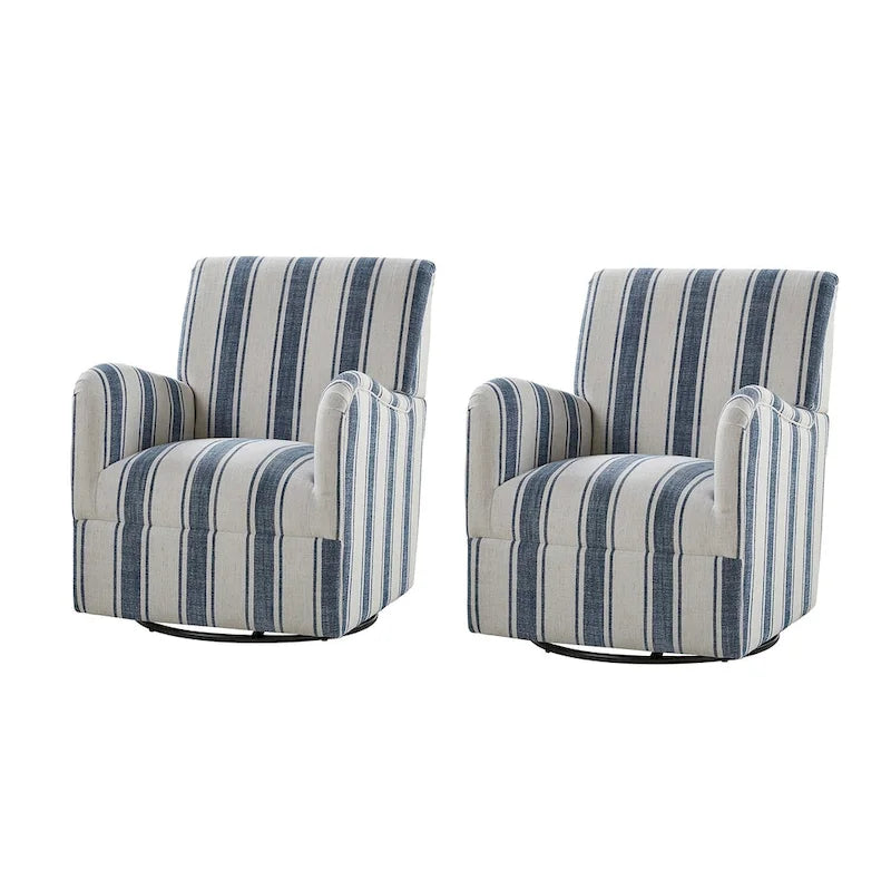 Traditioneller Drehsessel mit Jacquard-Streifenmuster, 2er-Set