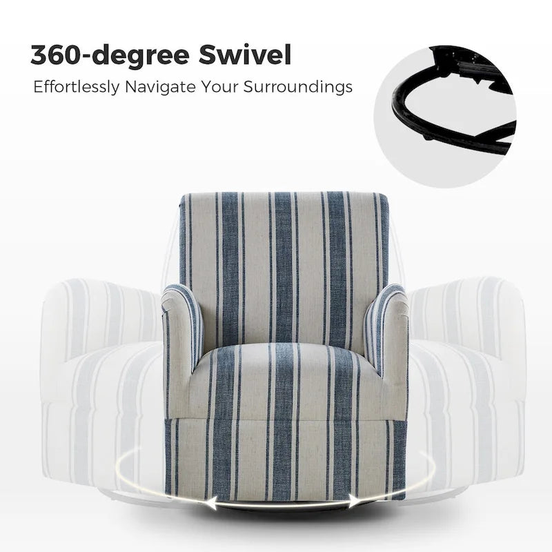 Traditioneller Drehsessel mit Jacquard-Streifenmuster, 2er-Set