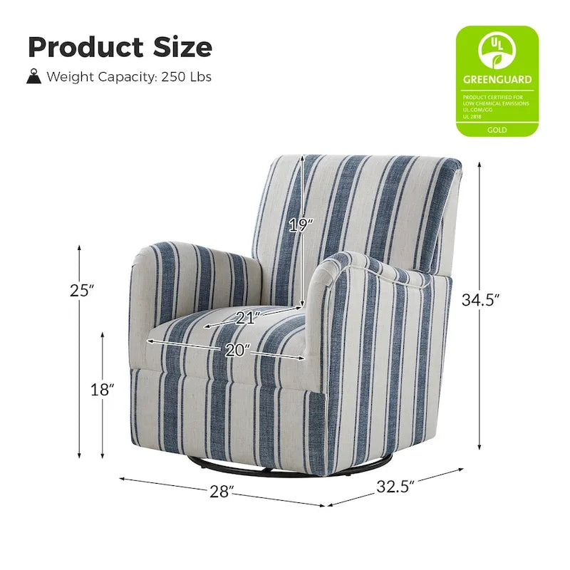 Traditioneller Drehsessel mit Jacquard-Streifenmuster, 2er-Set