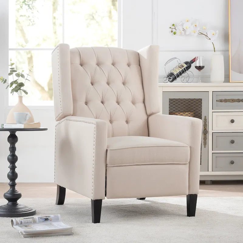 Sillón reclinable manual con respaldo alado y ancho - 34.45 x 27.16 x 40.55
