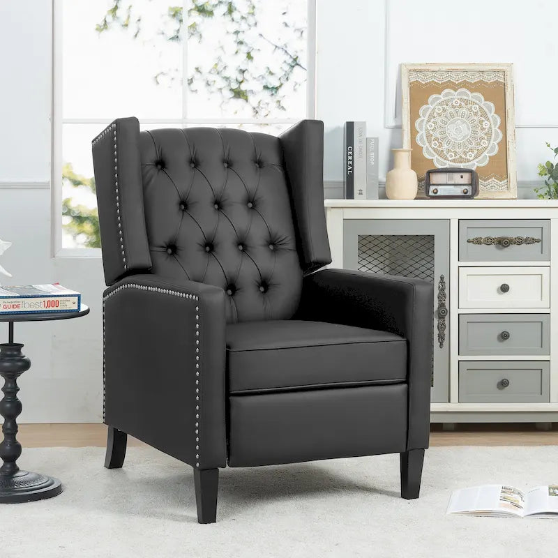 Sillón reclinable manual con respaldo alado y ancho - 34.45 x 27.16 x 40.55