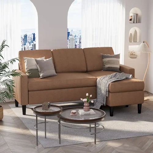 74 umwandelbares Ecksofa, kleines L-förmiges Sofa