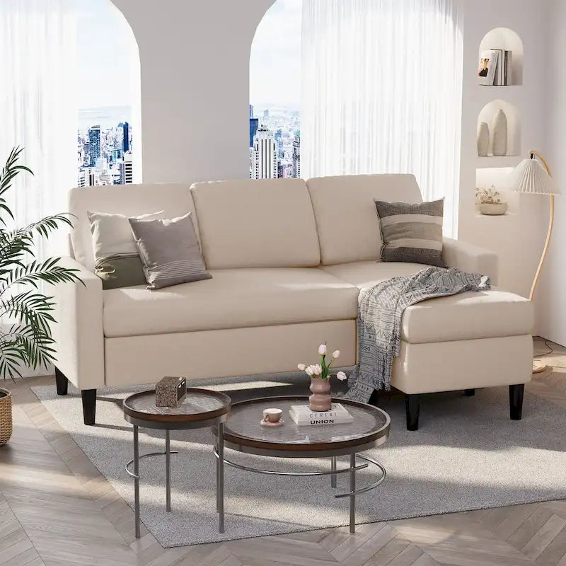 74 umwandelbares Ecksofa, kleines L-förmiges Sofa