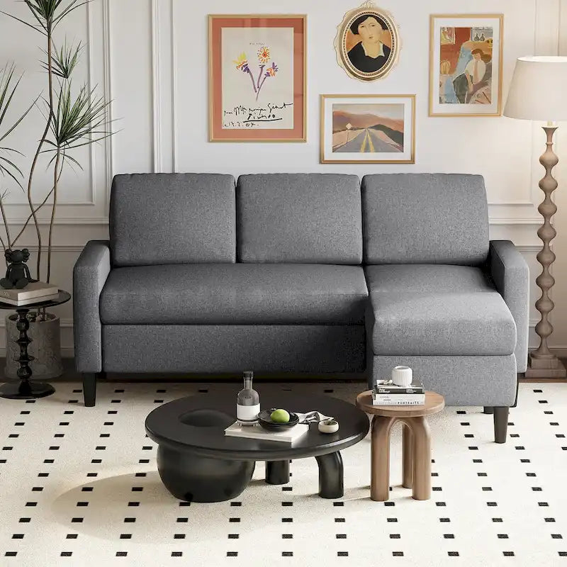 74 umwandelbares Ecksofa, kleines L-förmiges Sofa