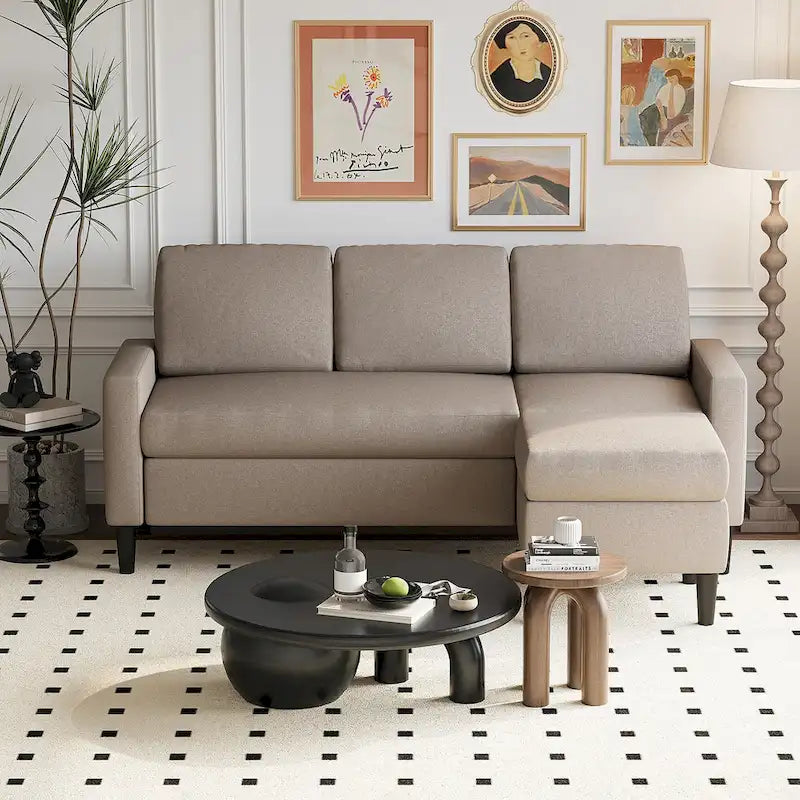 74 umwandelbares Ecksofa, kleines L-förmiges Sofa