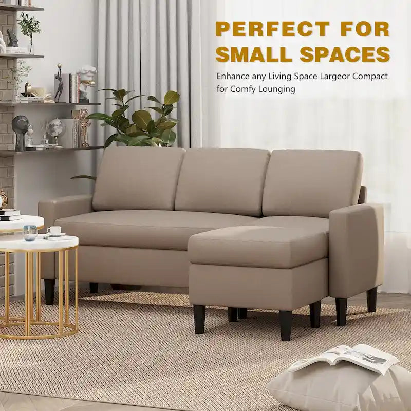74 umwandelbares Ecksofa, kleines L-förmiges Sofa